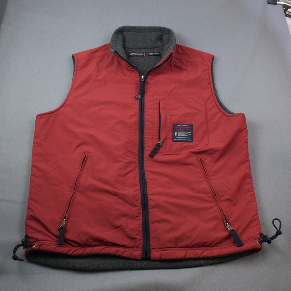 Vintage Abercrombie & Fitch Men M Vest Full Zip Reversible Red Gray Fleece - Picture 2 of 13